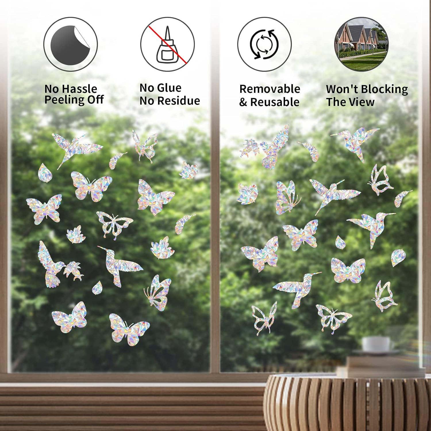 36 Pieces Window Decals for Bird Strikes, Window Clings Prevent Birds from Hitti