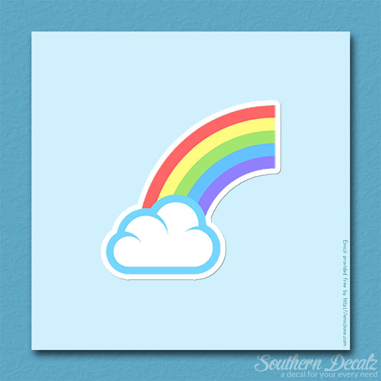 Rainbow Cloud Emoji – Vinyl Decal Sticker – c183 – 3.75" x 3.75"