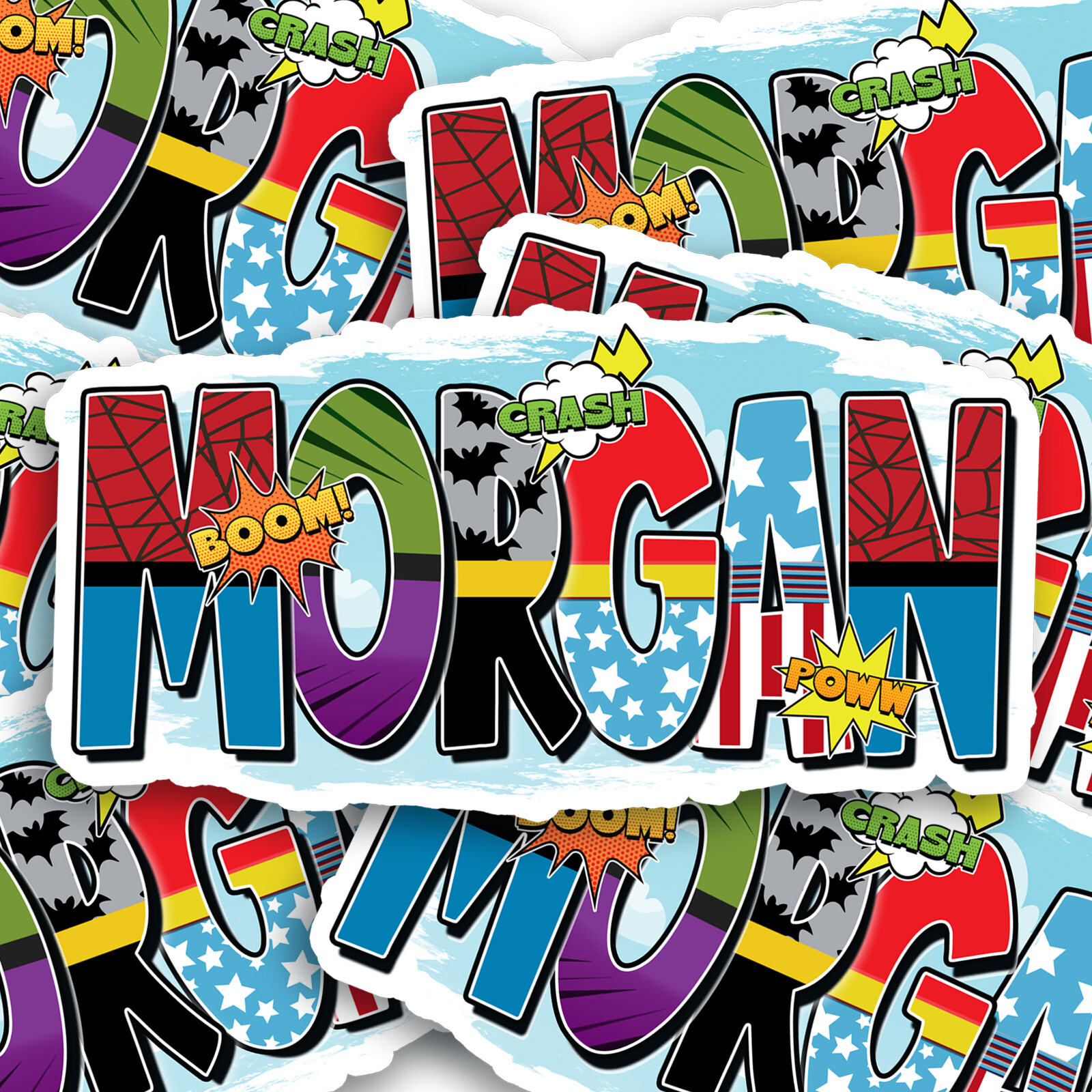 Custom Name Sticker · Vinyl · Personalized · Superhero Style · Cool Aesthetic ·