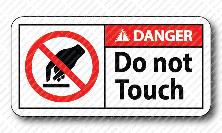 Danger Do Not Touch Warning Hazard Gag Joke Prank Funny Hard Hat Toolbox Sticker