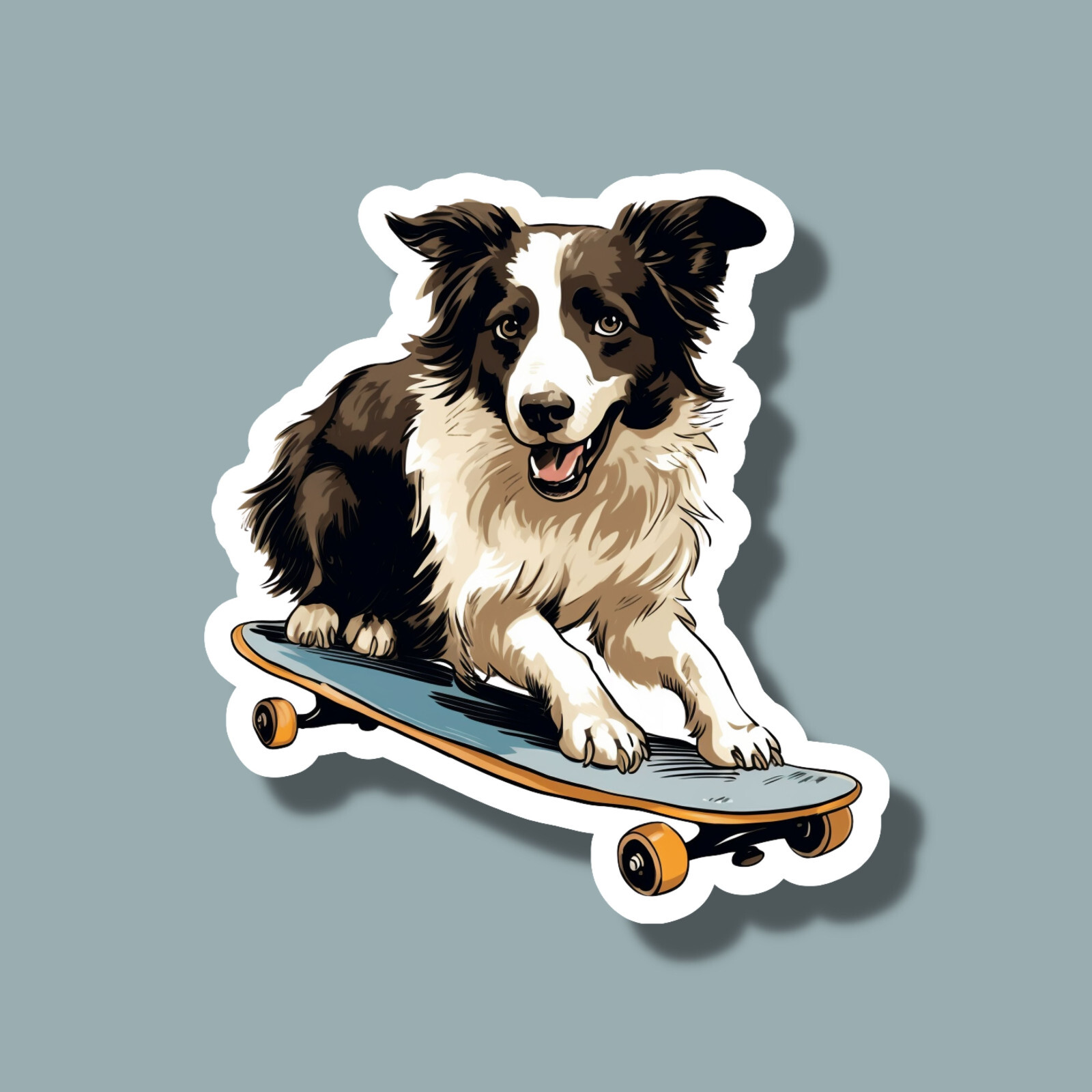 Skateboarding Border Collie Dog Skateboard Funny 3" Vinyl Sticker