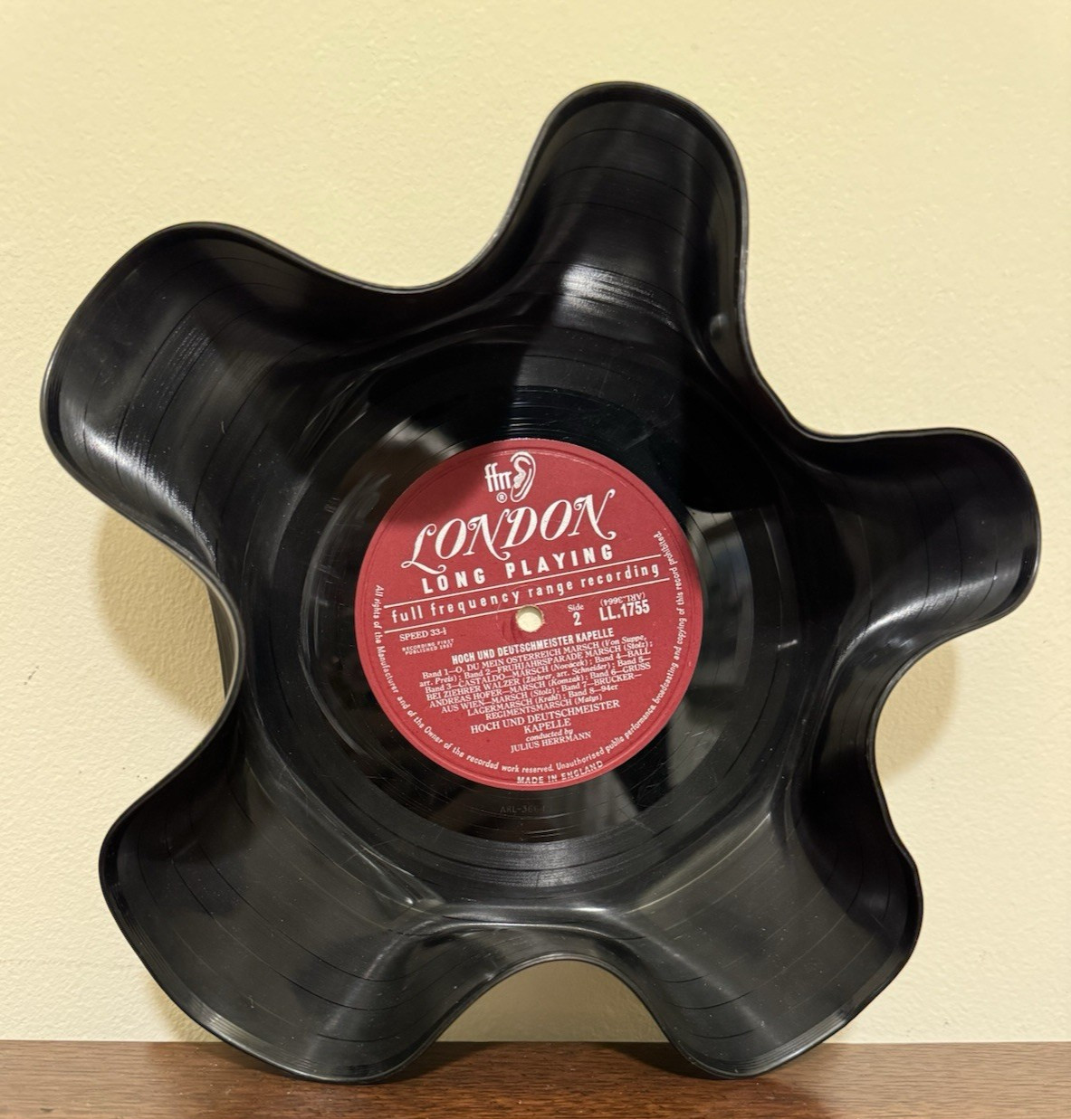Vinyl Record Snack Catch-all Bowls – one is 9.5" and one is 8.5" diameter