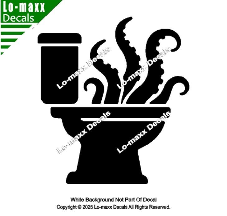 Octopus Tentacles Toilet Pictogram Restroom Vinyl Decal Unnatural Origins