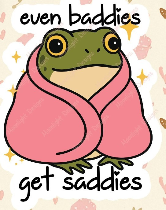 Even Baddies Get Saddies Frog Sticker – Funny Anti-Social Meme – Cute Frog,…