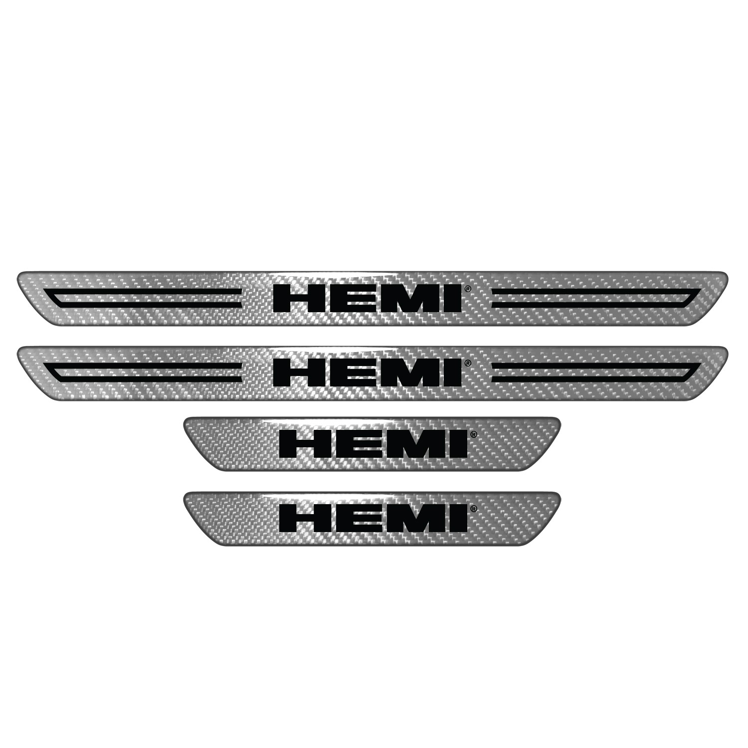 HEMI Silver Carbon Fiber Universal Door Sill Protector Kick Plates