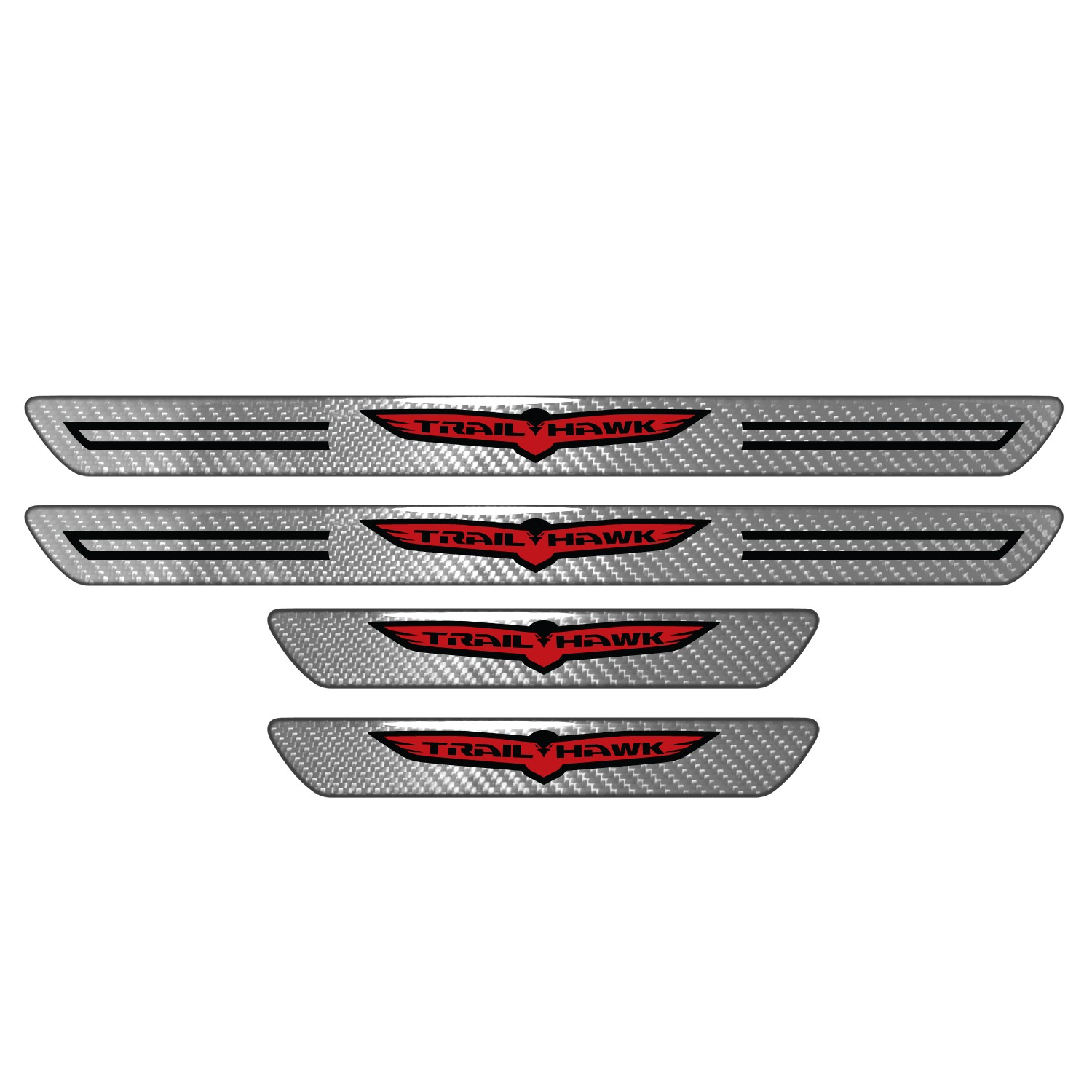 Jeep Trailhawk Silver Carbon Fiber Universal Door Sill Protector Kick Plates