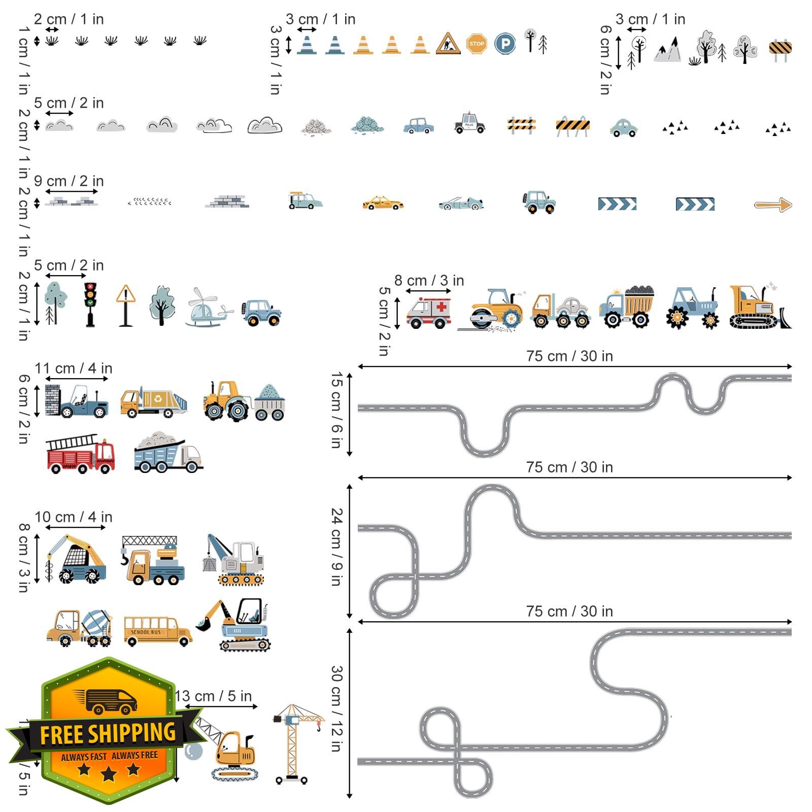 decalmile Vehicles Road Wall Stickers Cars