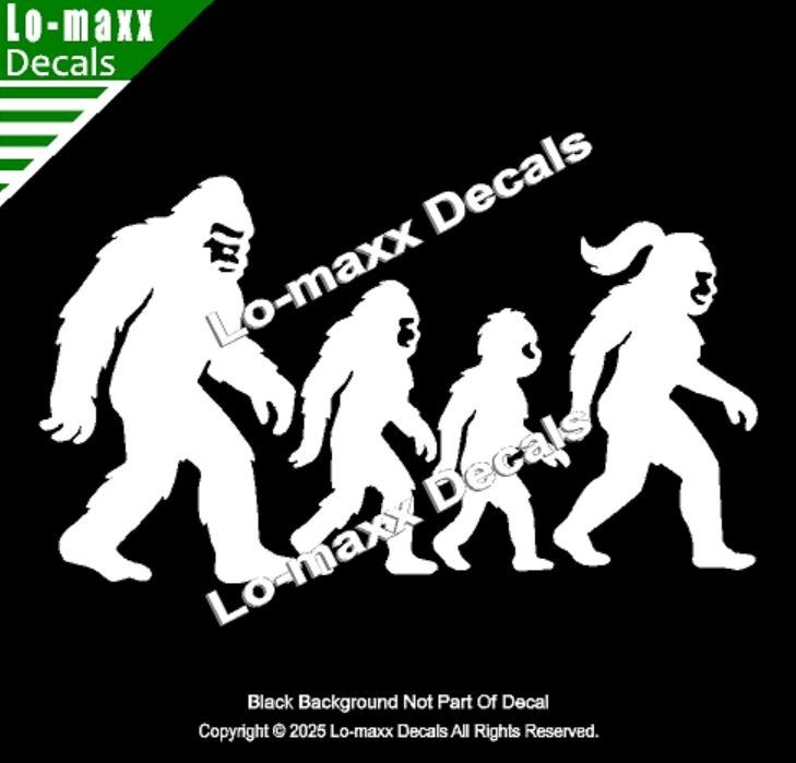 Bigfoot Sasquatch Family Vinyl Decal Die Cut Sticker for Car Truck SUV Window