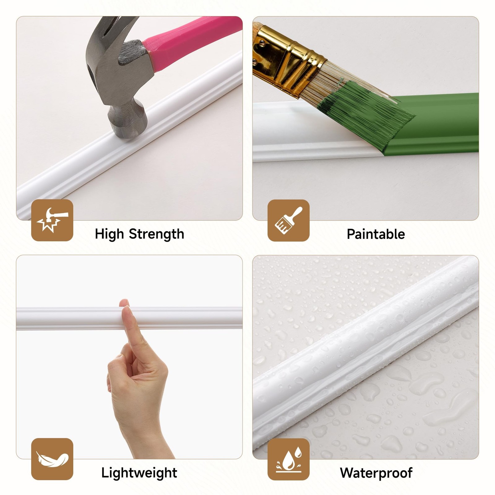 Peel and Stick Wall Molding Kit, INMOZATA 3 Sets 3D Pre-Cut Accent Molding Tr…