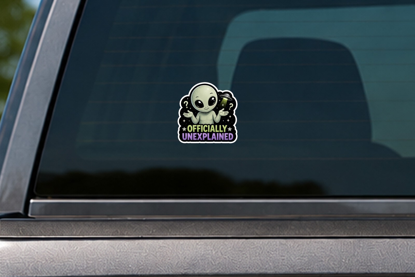 Alien Vinyl Decal Sticker UFO Space Sci Fi Laptop Window Binder Locker Cute