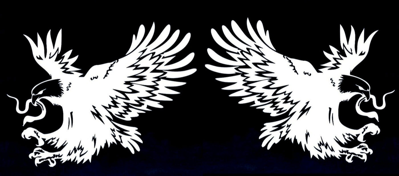 Mexican Eagle Two 5" White or Black Vinyl Decal Vehicle Windows Any Flat Surface