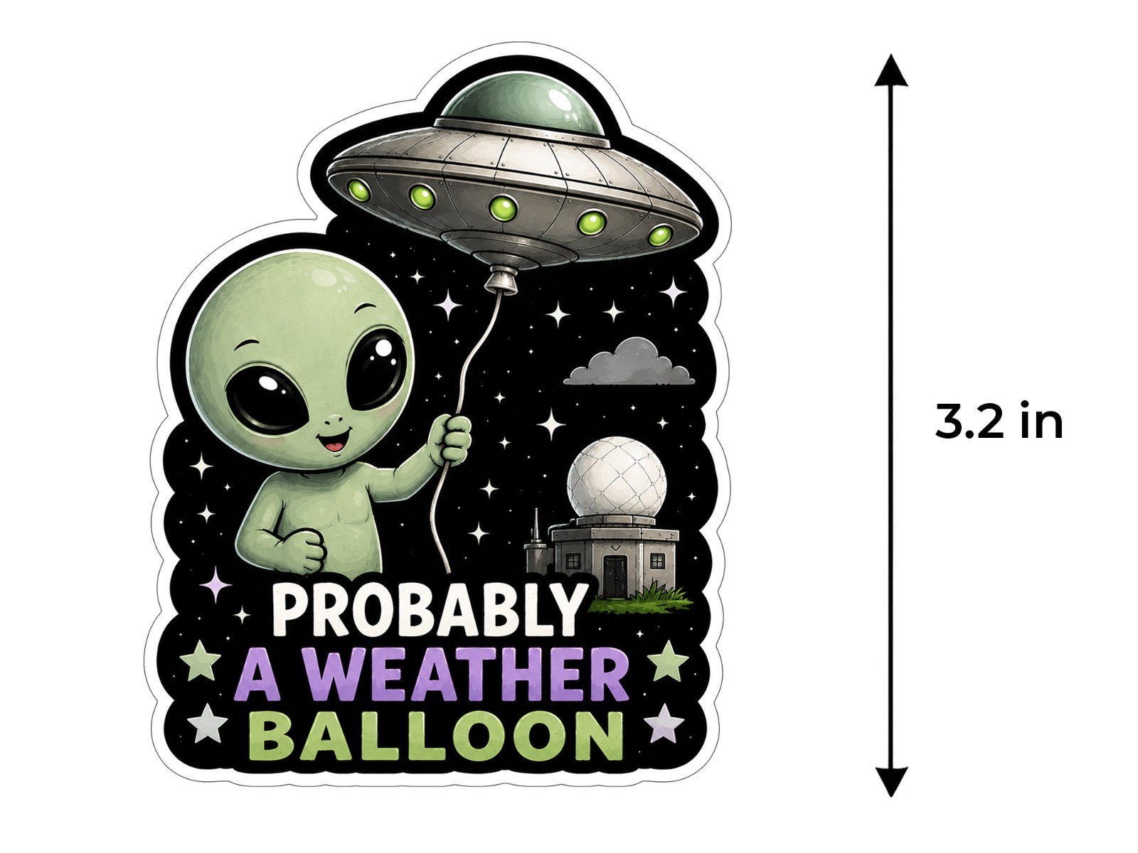 Alien Vinyl Decal Sticker UFO Space Sci Fi Laptop Window Binder Locker Cute