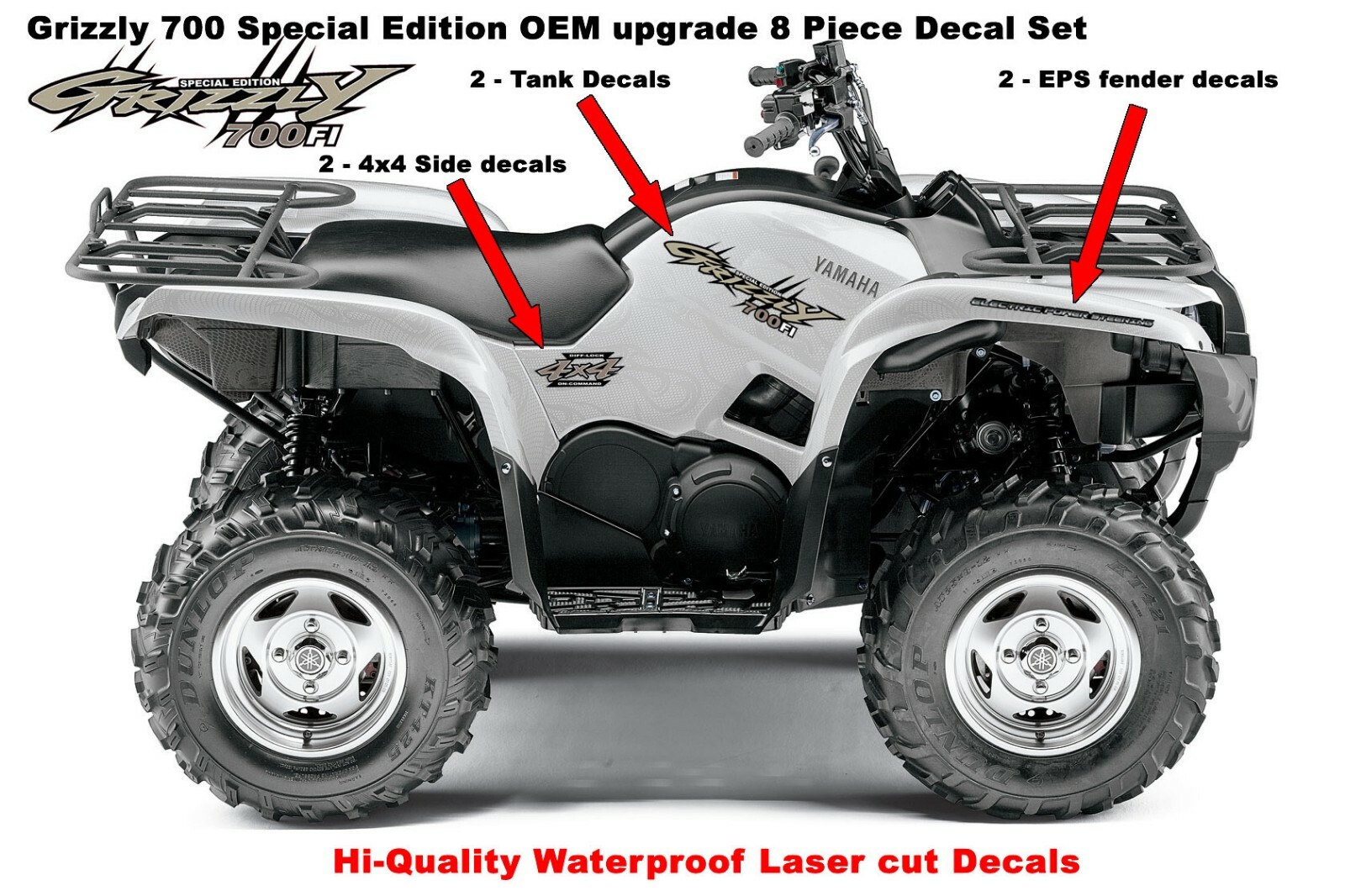 Yamaha Grizzly 700 4×4 Special Edition OEM ATV Tank Upgrade Decal Sticker kit