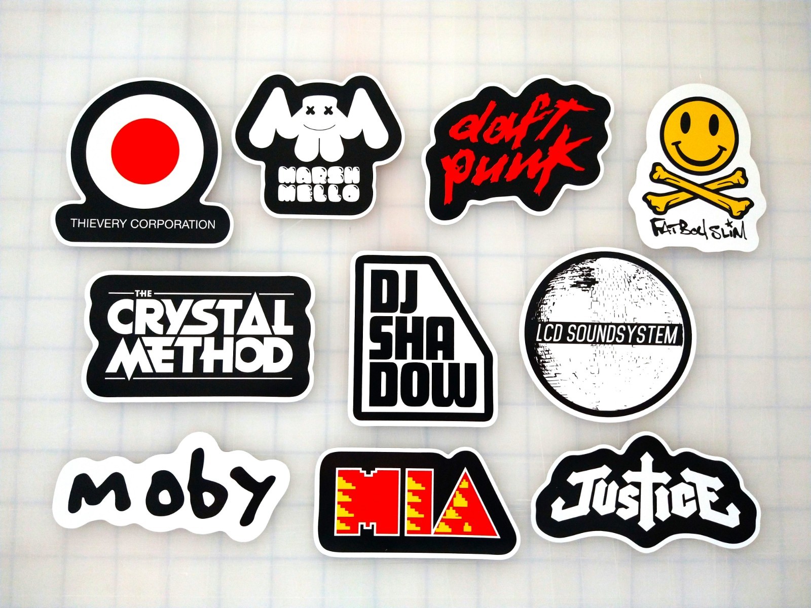 Electronic Dance Indie Vinyl Sticker Lot (10 Pack) SET 2 daft punk mia moby rave