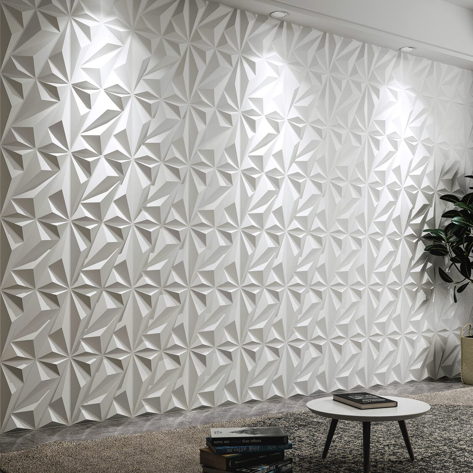 Art3d 33 Pack 3D Wall Panel Diamond for Interior Wall Décor, 12×12" Cover 32 Sq