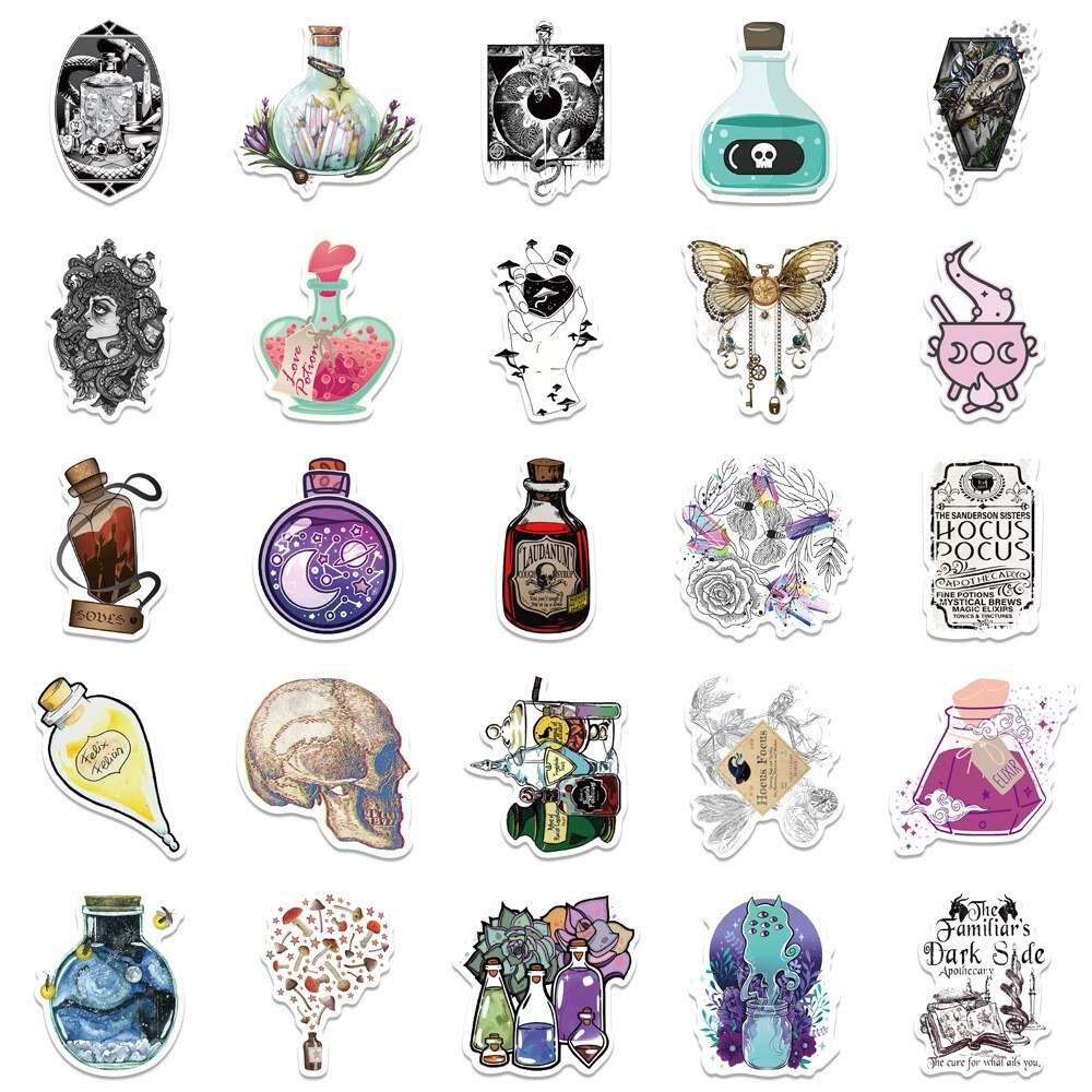 200pcs SPIRITUAL Stickers Pack, Crystal Potion Gothic Stickers, #050112139