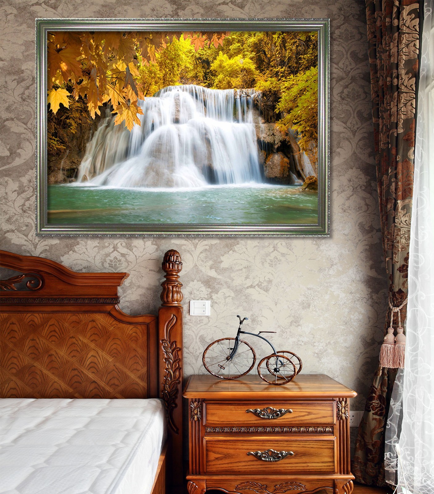 3D Yellow Waterfall 6 Framed Poster Home Decor Print Painting Art AJ WALLPAPER