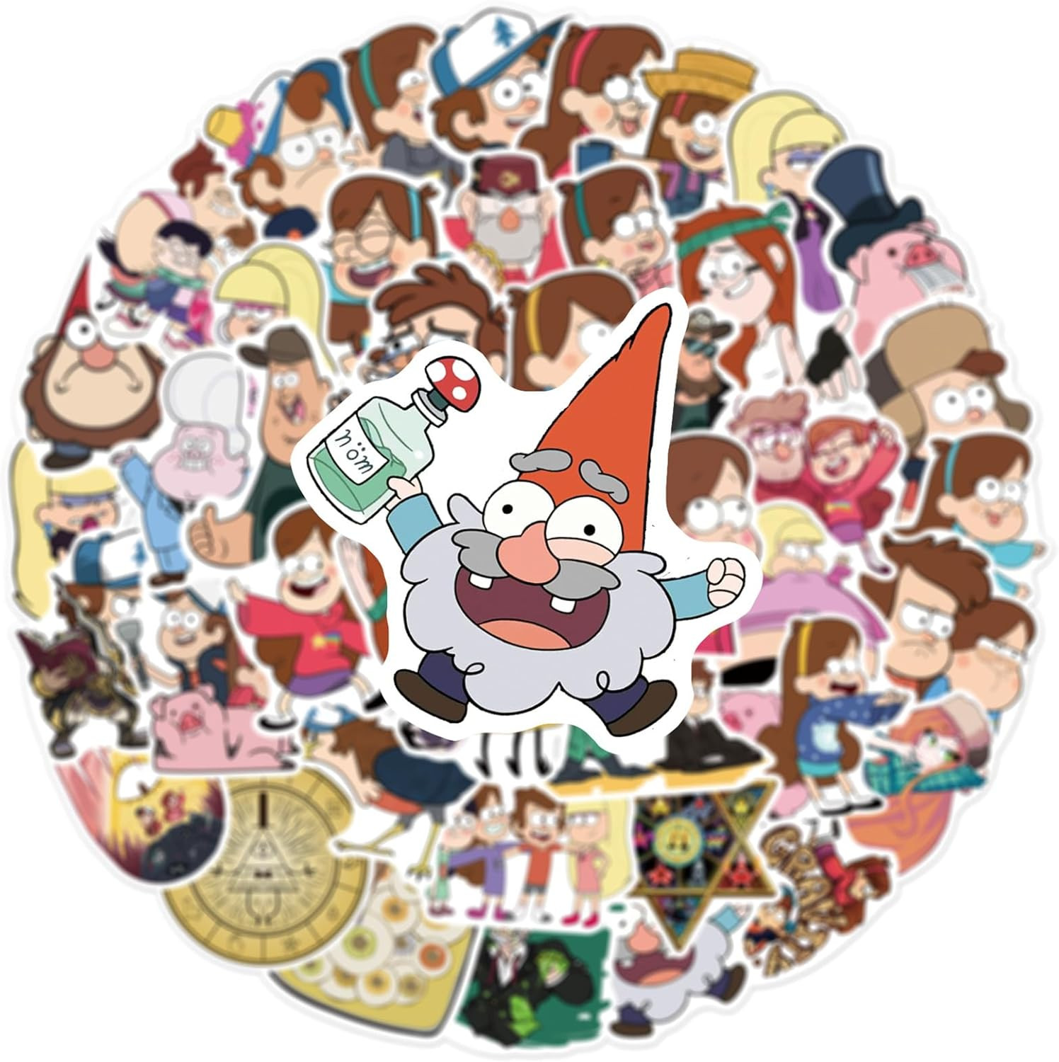 50pcs Cartoon Gravity Falls Stickers for Kids, Vinyl Waterproof Decal for Water