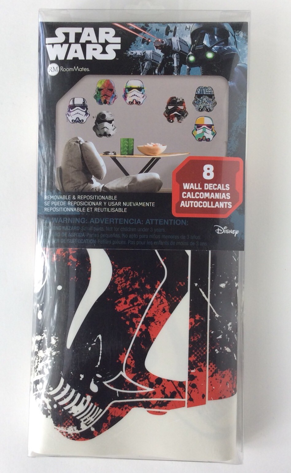 Star Wars 8 Wall Decals Storm Troopers Artistic Heads NEW RoomMates Peel-n-stick