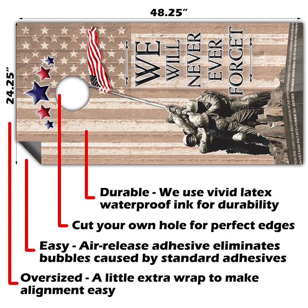 Corn Hole Bean Bag Toss Wrap Stickers Skins Boards Not Included Military Pride