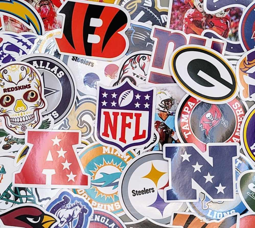 50 Pro Football Stickers Lot Vinyl American Gridiron Tailgate Helmet Sports Fan