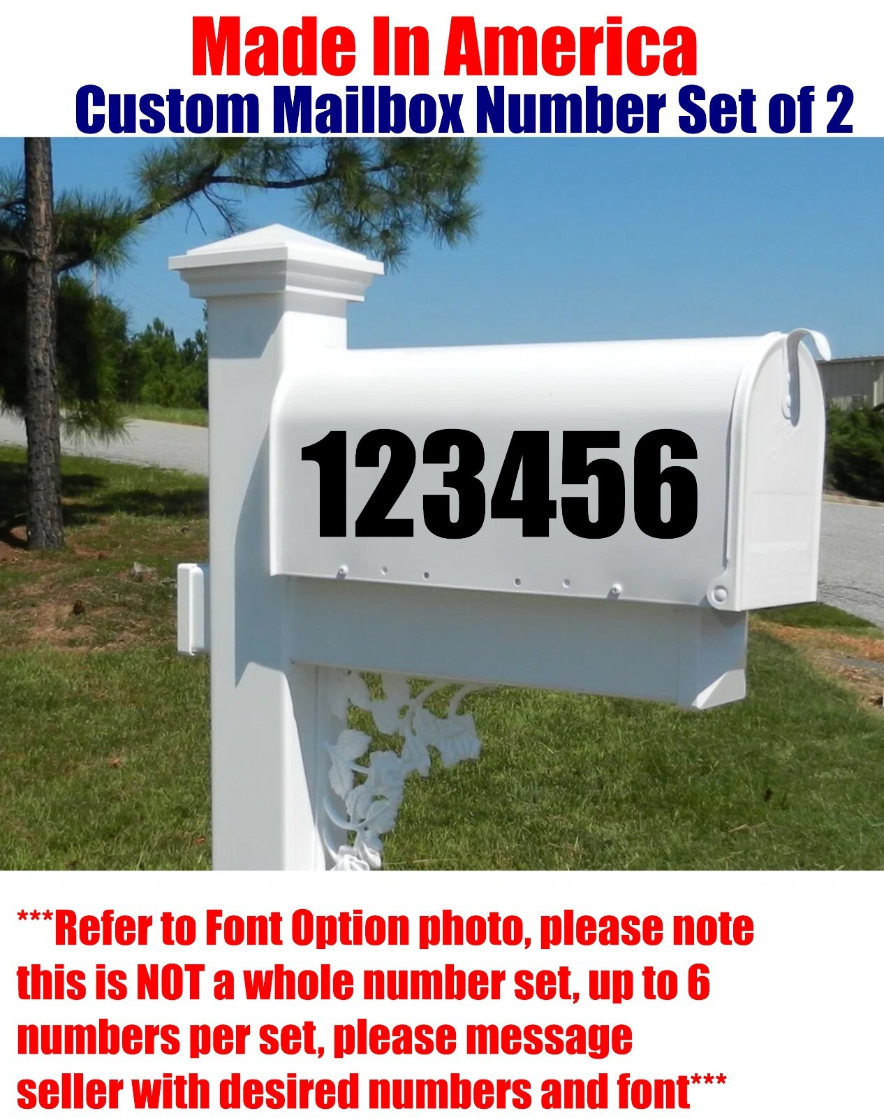 Mailbox Number Address Number Set of 2.. 3" for Mailbox, House, Garage