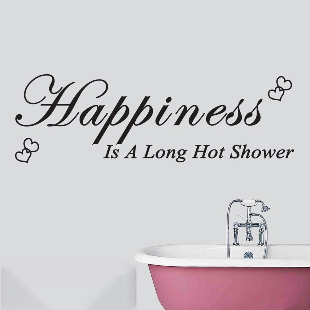 Brand New Wall Sticker 25*75cm Happiness Is A Long Hot Shower Home Decor