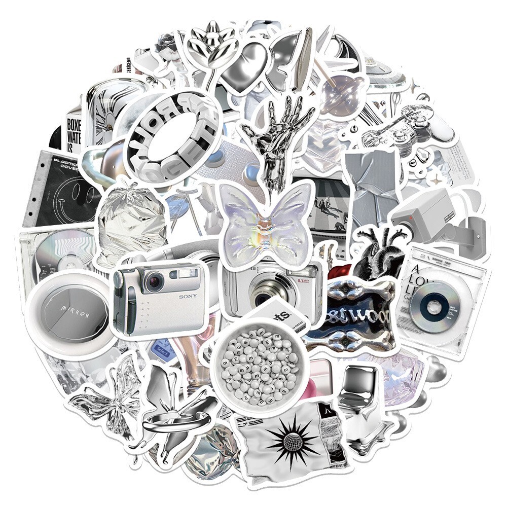 50pcs VIBE Stickers, Silver Stickers Bottle Laptop No Residue Stickers, #241