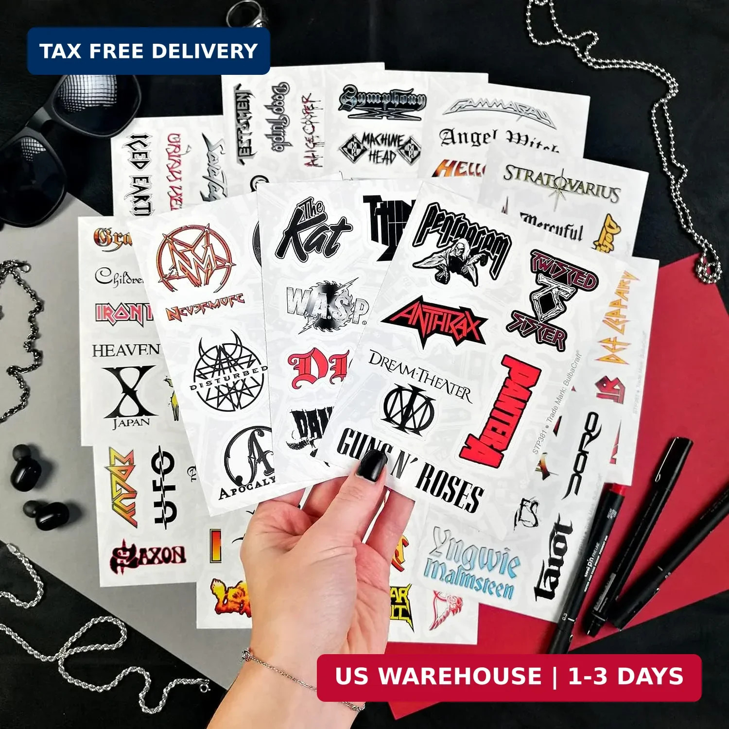 BulbaCraft 100Pcs Heavy Metal Band Stickers, Rock Stickers, Heavy Metal Gifts fo