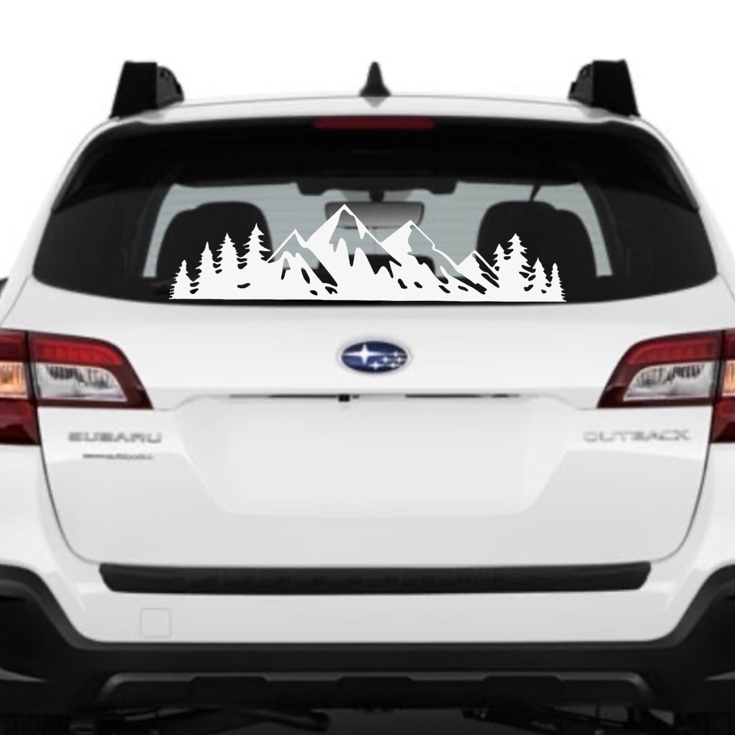 MOUNTAIN RANGE TREE LANDSCAPE SCENE Vinyl Decal for Car Jeep Truck