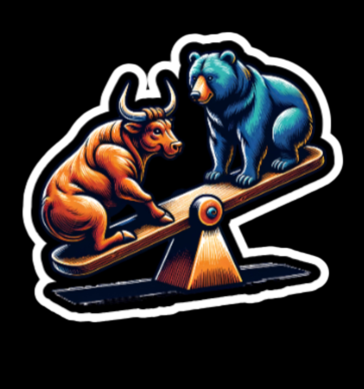 Bull Bear Stock Market Sticker for Traders Laptop, Water Bottle etc…