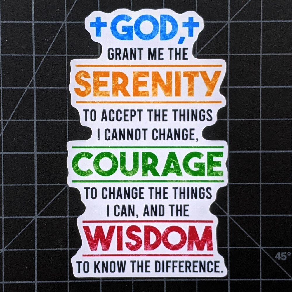 Serenity Prayer Courage Wisdom Inspirational Vinyl Decal Laptop Sticker 4 x 2.5"