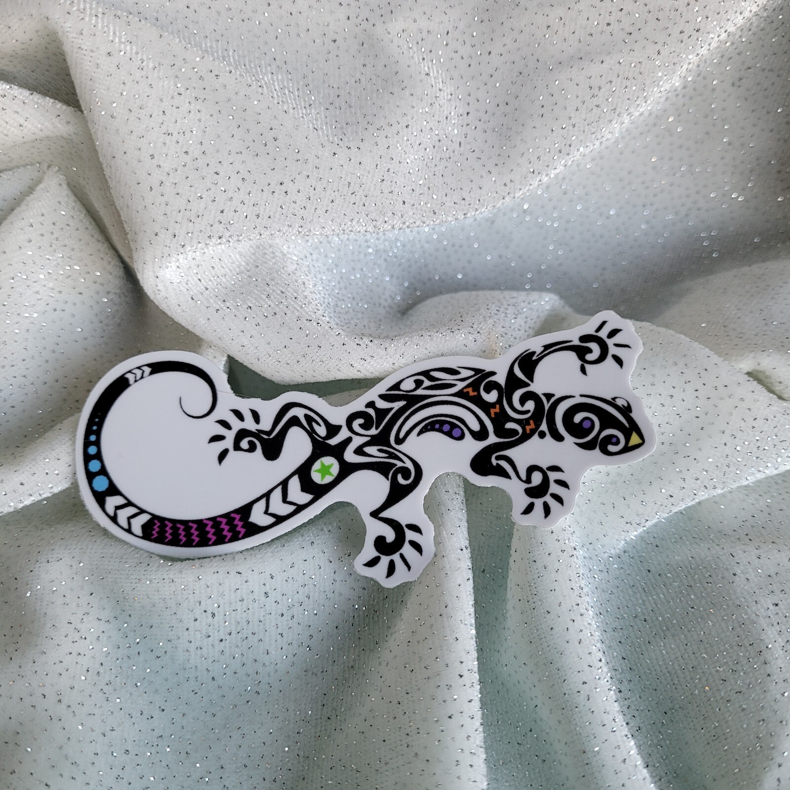 STKR077 BLACK & White LIZARD Color Splash Shaped Sticker Reptile Gecko Chameleon