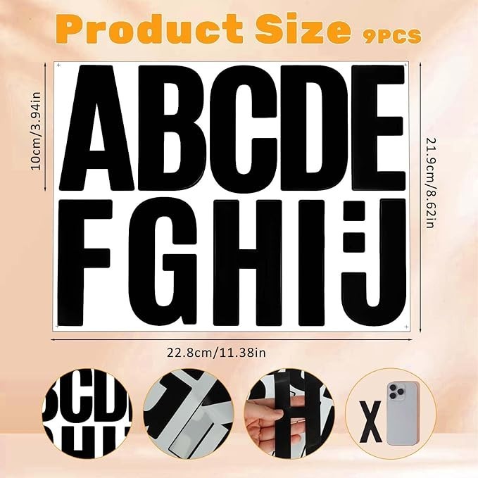 Large Vinyl Alphabet Stickers, 4 Inch Self-Adhesive Poster Letter Stickers for M
