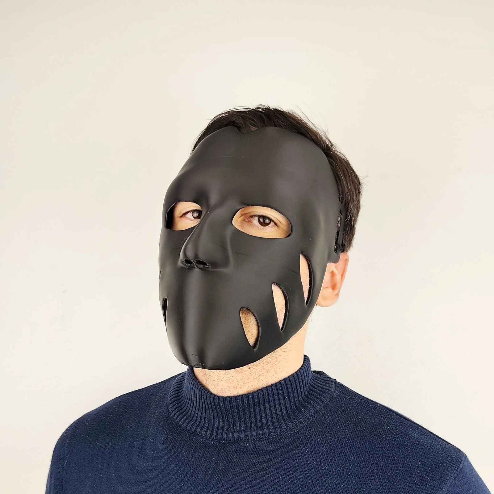 Black 3D Printed Face Mask | Lightweight Cosplay Mask | Horror Costume Mask