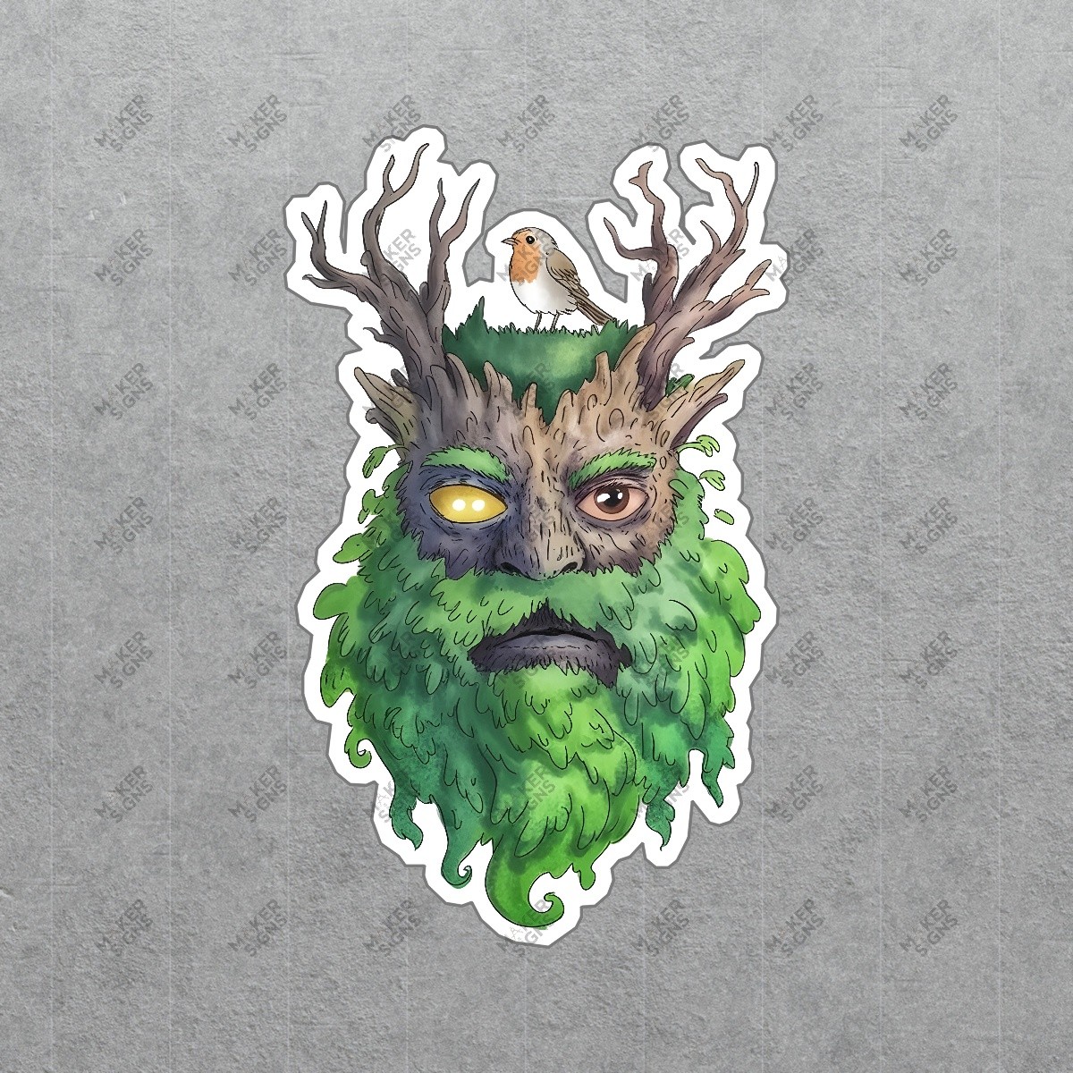 Enchanted Tree Spirit Art Print Whimsical Nature Guardian Decor #7787