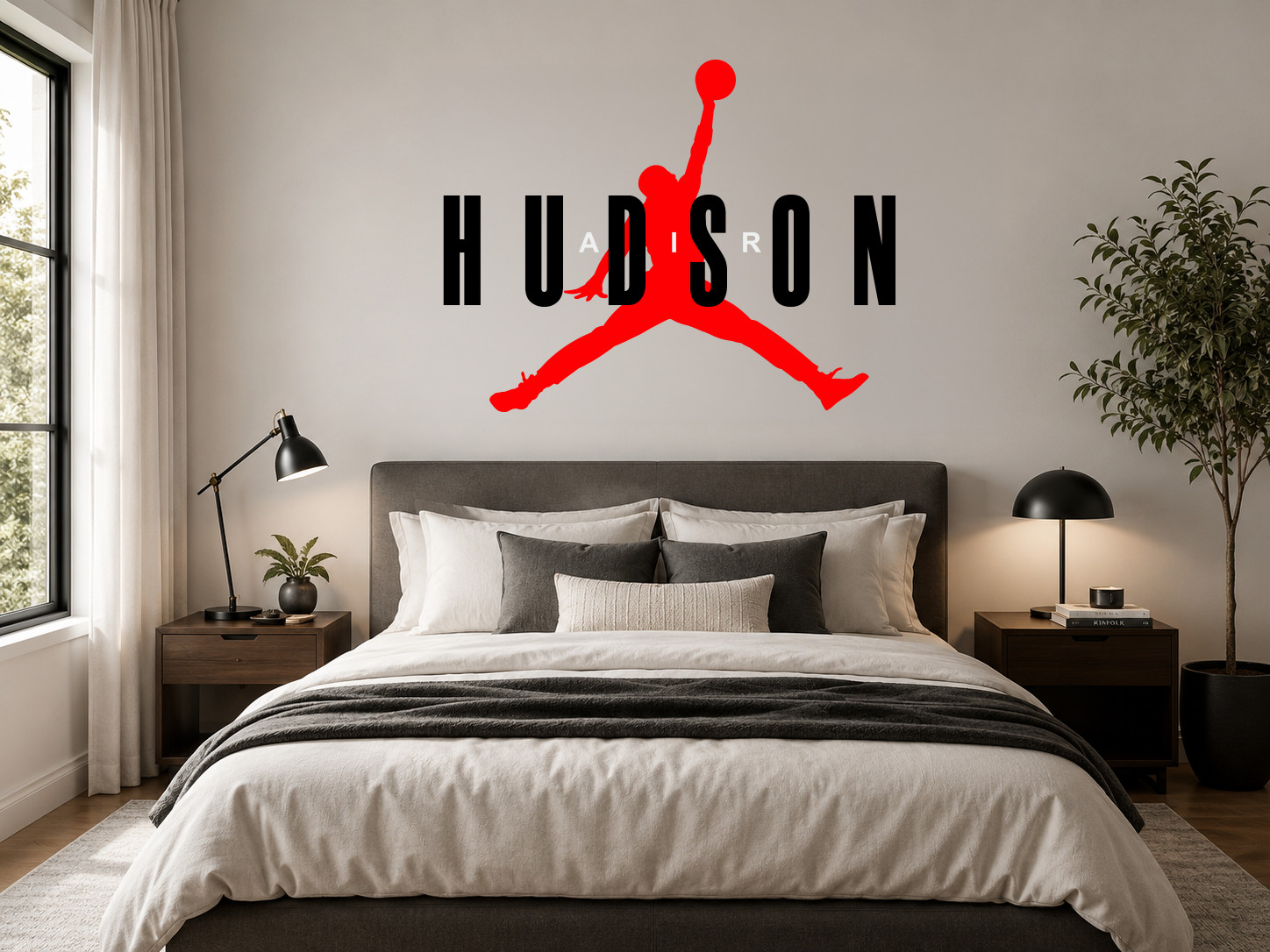 Custom Name Michael Jordan Decal Jumpman Sticker Basketball Wall Car Boys Room
