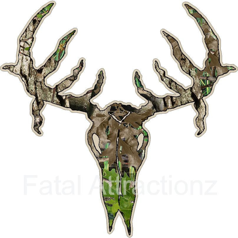 Tan Camo Deer Skull S3 Vinyl Sticker Decal hunting buck bow archery monster