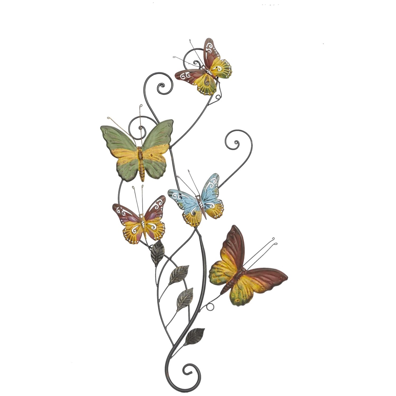 Vibrant Metal Butterfly Scroll Wall Decor