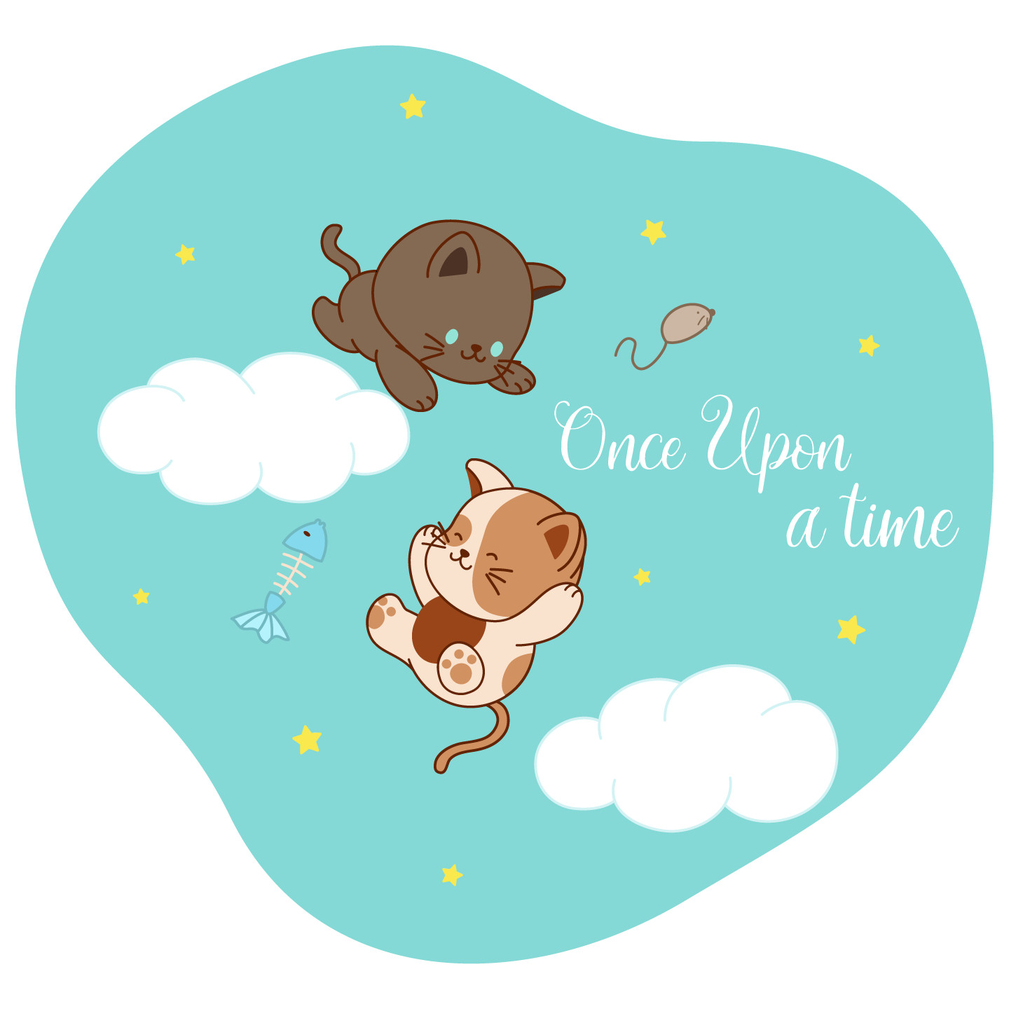 Children's Bedroom Nursery Baby Kitten – Once Upon A Time Home Wall Decal Quotes