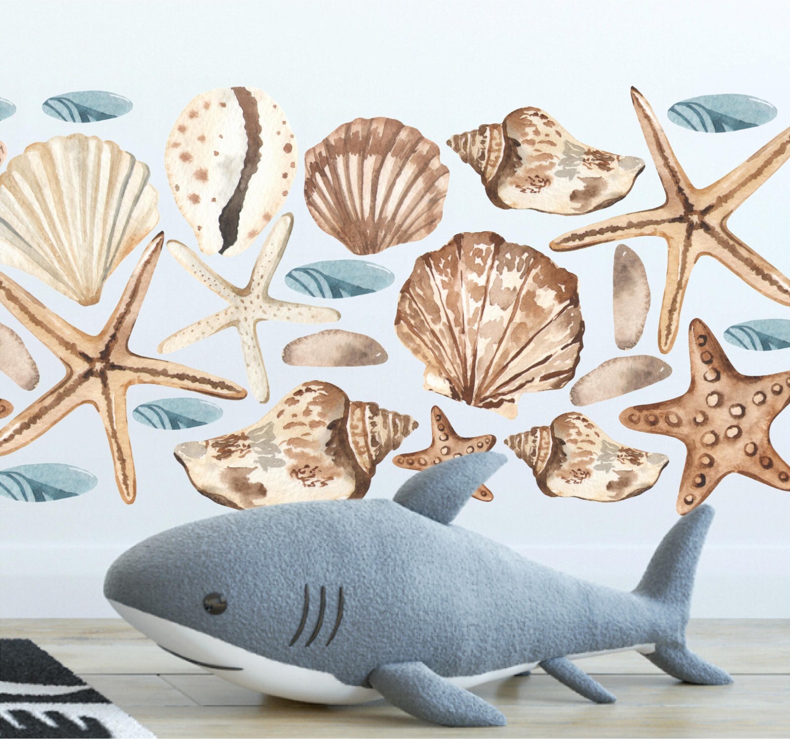 Starfish & Seashells Wall Decal Set Marine Nautical Coastal Wall Stickers Decor