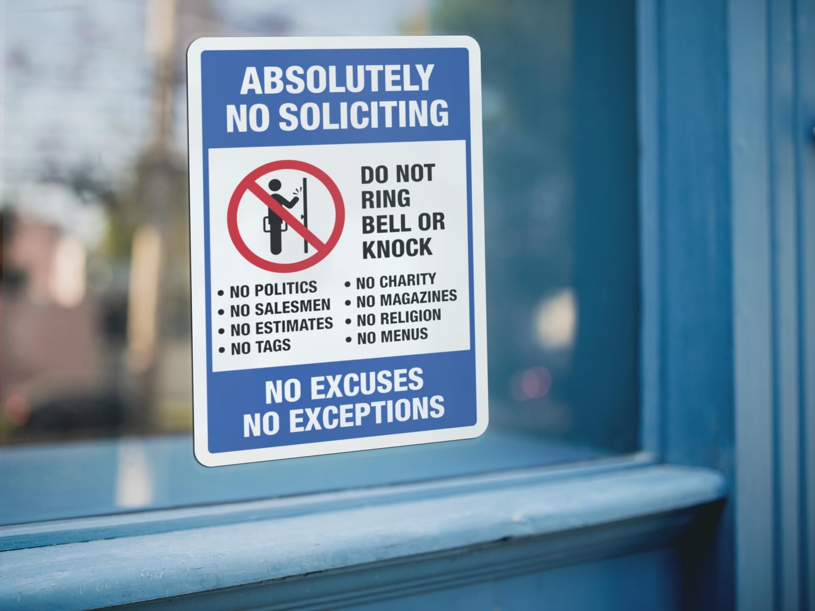 | Absolutely No Soliciting Stickers For Front Door – 3 Pcs (One 5.5" x 3.75",…