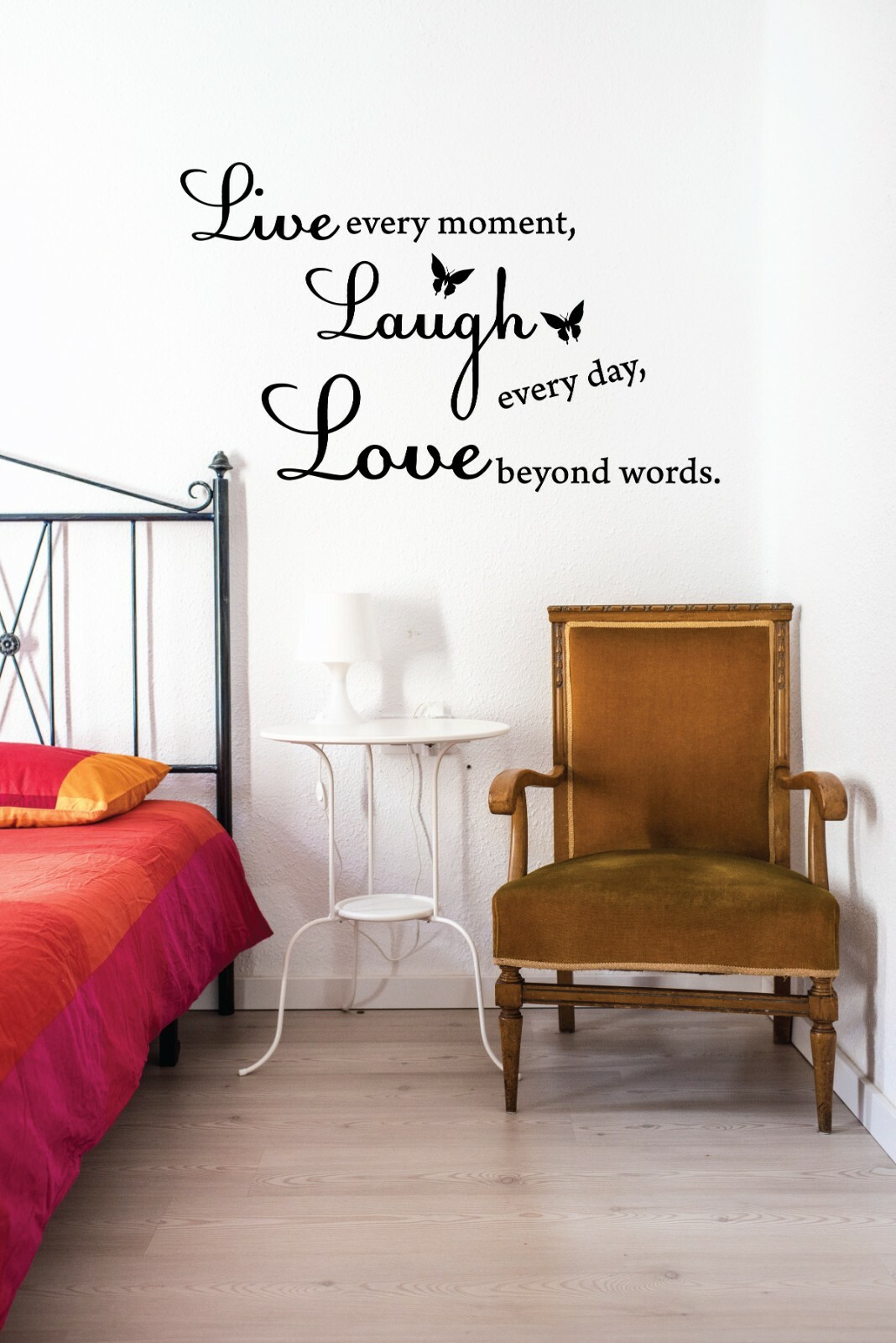 Live Every Moment, Laugh Every Day, Love Beyond Words Wall Quote Vinyl Decal