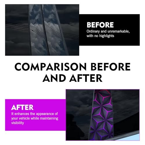2 PCS B Pillar Sticker Decal, 9.84" ×19.6" Personalized Hexagon Geometric