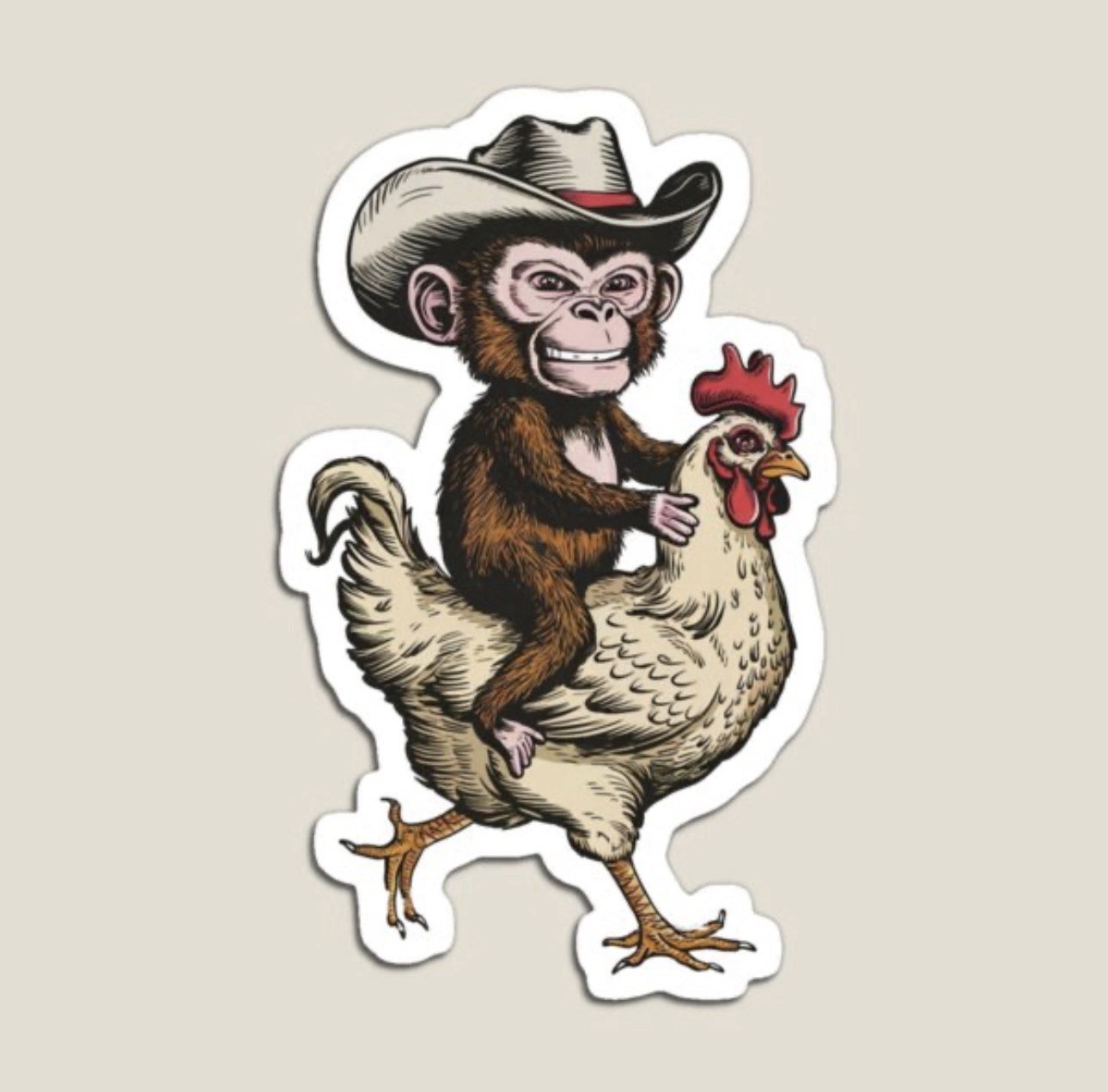 2 PACK – MONKEY COWBOY CHICKEN RODEO 2” VINYL DECAL DIECUT STICKER SET LOT