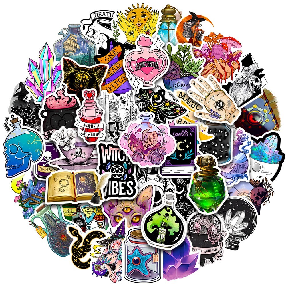 200pcs SPIRITUAL Stickers Pack,Crystal Potion Gothic Halloween Stickers,#196-199