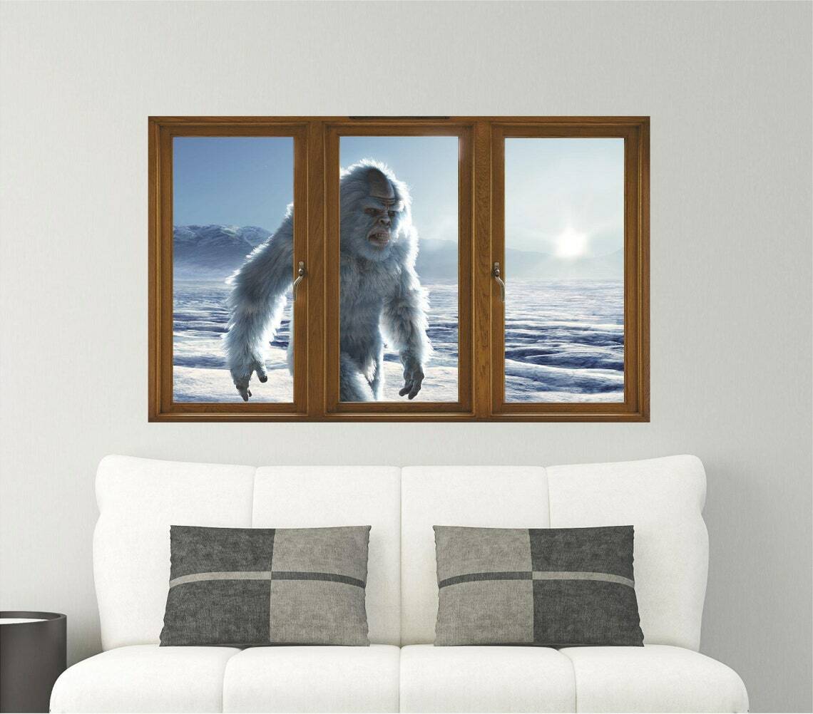 WindowScape Yeti Big Foot 3D Window Wall Decal Abominable Snowman Vinyl Sticker