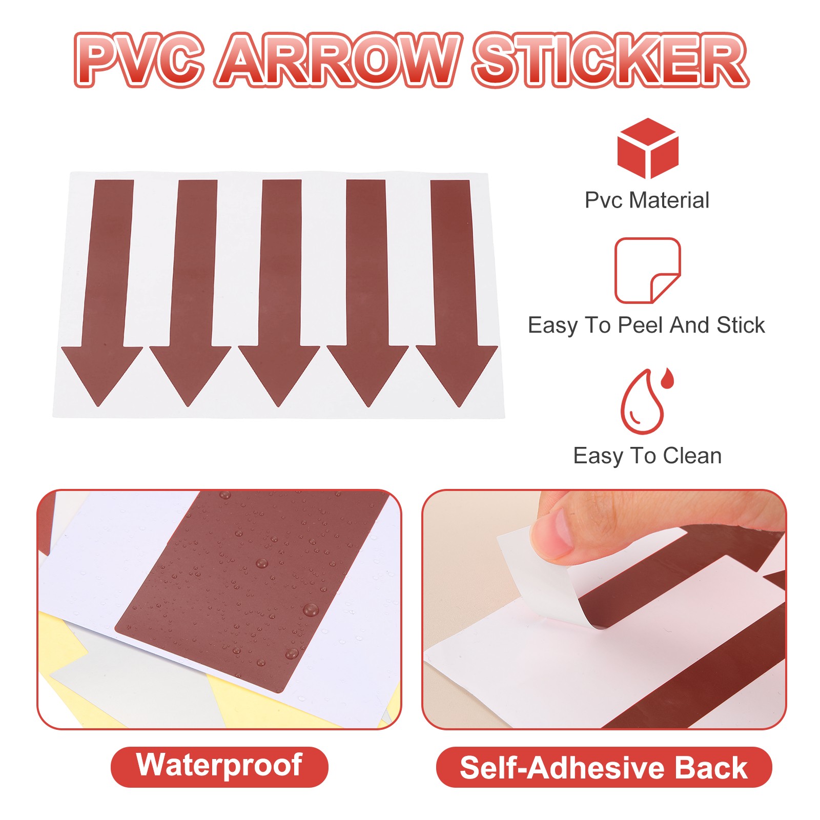 Arrow Sticker, (5×1.2 Inch, Dark Brown) (80 Pcs), Waterproof Arrow Sign Sticker