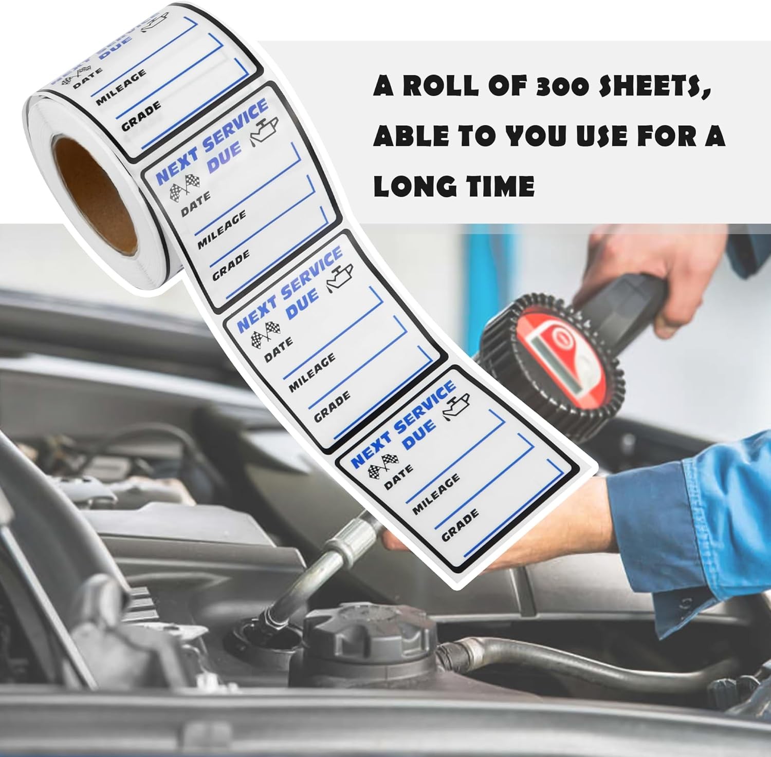 300PCS Car Oil Change Stickers for Windshield, Next Service Due Sticker,2"x2"