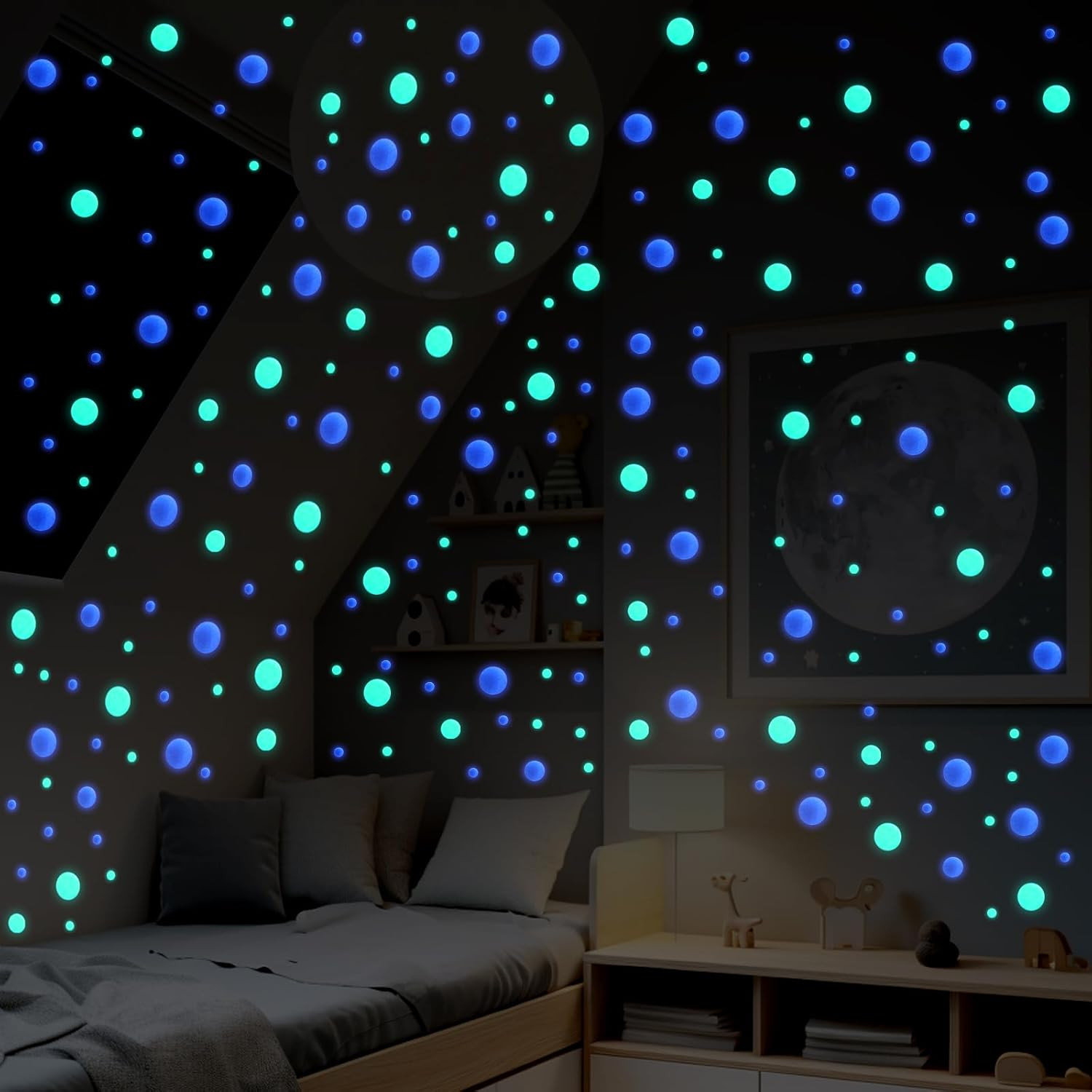 808 Pcs Glow in the Dark Ceiling Stars Wall Decals for Kids Room Decor